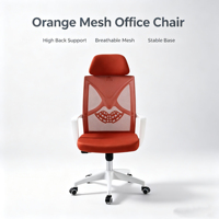 Chaise de bureau moderne pour personnel, chaise de jeu rouge réglable et pivotante du fabricant avec dossier en maille et support lombaire