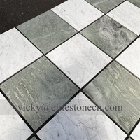 Mosaïque en résine à carreaux de marbre vert forêt et blanc pour la décoration murale de la salle de bain et de la cuisine