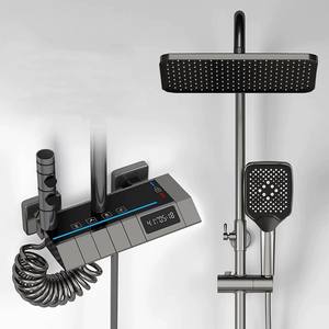 Ensemble <span class=keywords><strong>de</strong></span> pomme <span class=keywords><strong>de</strong></span> douche en laiton LED <span class=keywords><strong>gris</strong></span> canon, colonnes <span class=keywords><strong>de</strong></span> douche carrées, montage mural, mitigeur <span class=keywords><strong>de</strong></span> douche en cascade - Product Image 2