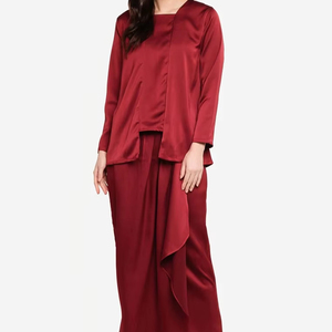 Hermoso Baju Kurung de Verano para Mujer, Color Puro, Floral, Crepé, Musulmán, Islámico, Casual, Holgado, Bordado, Elegante, Largo - Product Image 1