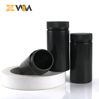 Bouteille ronde noire de qualité alimentaire, sérigraphiée, vide, en plastique, avec bouchon à vis, pour capsules de soins de santé, conteneur HDPE pour médicaments