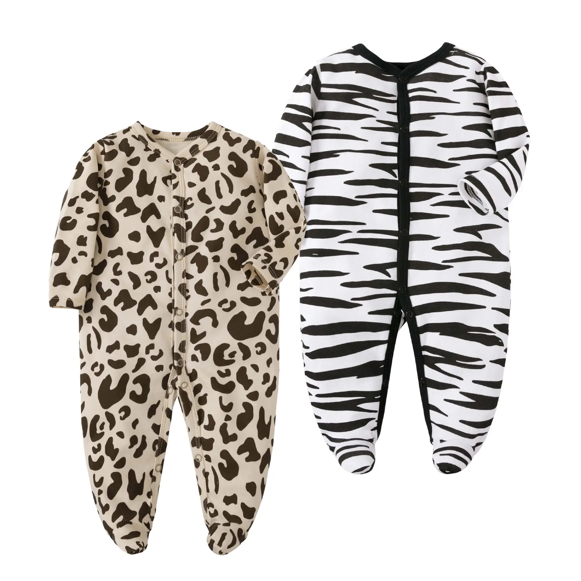 Sleepwear for Newborn Boys and Girls Romper Long Sleeved Cute Print Cotton Fashion Pajamas 0-12 Months Sleepsuit Baby Clothing