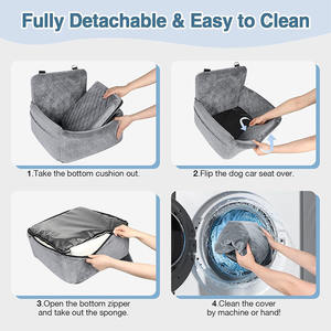 Asiento Elevador y Cama de Viaje 2 en 1 para Perros, Más Vendido, Desmontable, Lavable, con Bolsillos de Almacenamiento y Cinturón de Seguridad - Product Image 3