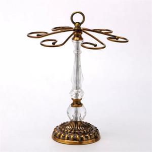 Support à verres à vin de style européen en fil de fer rond suspendu 35,5 cm, porte-gobelets de luxe rétro pour fête - Product Image 4