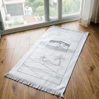 Tapis de prière islamique moderne en polyester pour enfants, à personnaliser soi-même, motif mosquée, pour la maison, Ramadan, vente en gros