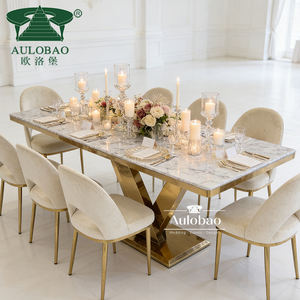 Ensemble de table à manger luxueuse avec pieds en acier inoxydable, compatibilité supérieure et polyvalente, 8 places - Product Image 4