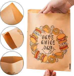 Sacs en papier personnalisés de qualité alimentaire, résistants aux sandwichs, enduits de cire, pour boulangerie, biscuits, collations, frites - Product Image 3