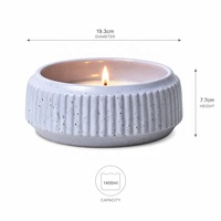 YBH1400ml Recipiente para Velas de Cerámica Acanalado con Diseño Moteado, Ecológico, Personalizable, Vacío, Moderno, para Decoración del Hogar, Tarros de Velas de Navidad, Cera de Soja