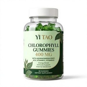 Gummies de Chlorophylle Marque Blanche 400mg avec Ashwagandha, ACV, Vitamines C et D – Complément Énergétique, Immunitaire et Déodorant Interne – 60 Unités - Product Image 1