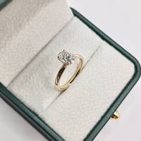 1CT ovale Moissanite haut réglage 2mm bande OV 7.0X5.0mm US 4.00 14k bagues en or jaune pour les mariages