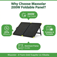 Panneau solaire monocristallin pliable 200W, 21% d'efficacité élevée, cadre en aluminium, chargeur solaire portable, 1 an CE pour camping-car