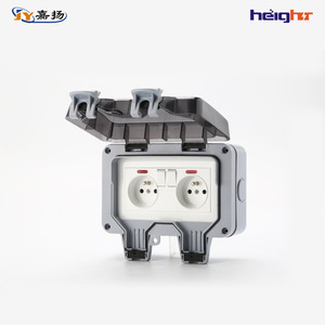Heightz Outdoor <b>Waterproof</b> Socket Ip66 Double European Standard With <b>Switch</b> And Indicator <b>Light</b> For Bathroom And Rain Protection - Product Image 1