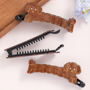 ODM/OEM Nuevo y elegante clip de acrílico de una sola línea estilo francés, diseño de cachorro lindo, <span class=keywords><strong>para</strong></span> <span class=keywords><strong>moño</strong></span> de banana en la parte trasera de la cabeza y coleta alta retorcida <span class=keywords><strong>para</strong></span> niña - Product Image 2