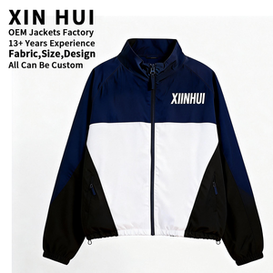 Chaqueta Cortavientos Personalizada con Bloques de Color para Hombre, Estilo Urbano, con Cremallera, Impermeable, Ropa Deportiva, con Logotipo Personalizado - Product Image 1