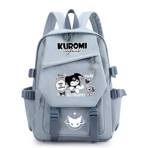 Tas ransel luar ruangan sekolah menengah perempuan dengan Port pengisi daya USB untuk penggemar Kuromi laki-laki perempuan