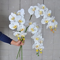 Bunga Artificial Berkualitas Tinggi Grosir 3D 9 Kepala Phalaenopsis Kain Sutra Dekorasi Rumah Rangkaian Bunga Pernikahan