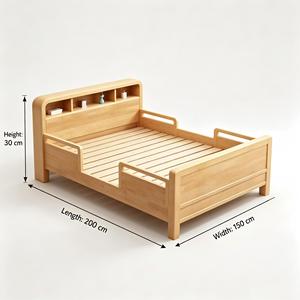 Lit simple moderne en bois massif de style nordique, fabrication directe d'usine, minimaliste, blanc, pour enfants, garçons et filles, avec cadre en bois - Product Image 4
