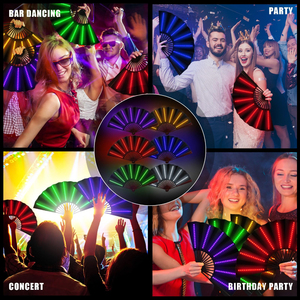 LED Glowing Folding <b>Fans</b> <b>Hand</b> <b>Fan</b> for Stage Performance Show for Birthday Party Wedding Home Decor Night Club Fluorescent Props - Product Image 5