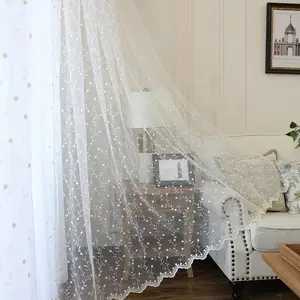 Romantische Turkse Luxe Flora Geborduurde Licht Filtering Tulle Meisje Slaapkamer Kant Gordijn