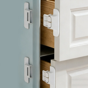 Refrigerator Door Lock <b>Plastic</b> Safety Cabinet Drawer Lock Baby Proof <b>Sliding</b> Door Lock Drill Free Kitchen Door Closure - Product Image 2