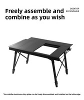 Mesa de Camping Plegable Portátil de Aleación de Aluminio, Estilo Glamping, Ajustable en Altura, Expandible, Multifuncional para Exteriores