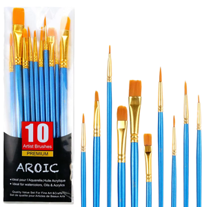 Juego de pinceles de madera coloridos Acrílico/Acuarela/Gouache/Suministros de pintura al óleo con mango de plástico Material de pelo de nailon - Product Image 4