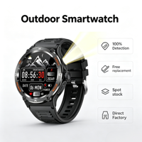 Reloj Inteligente para Hombre KT76 2026, con Brújula, Batería Grande de 500 mAh, Linterna Integrada, Llamadas Bluetooth, Resistente al Agua, Monitor de Actividad Física, Logotipo Personalizable