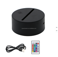 Support de lampe LED 7/16 couleurs, base de lampe 3D illusion, lampe LED acrylique anime, veilleuse avec câble USB et télécommande
