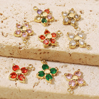 Pendentif DIY vintage français en forme de croix fleurie incrusté de zircon, breloques géométriques en acier inoxydable pour femmes, collier personnalisé
