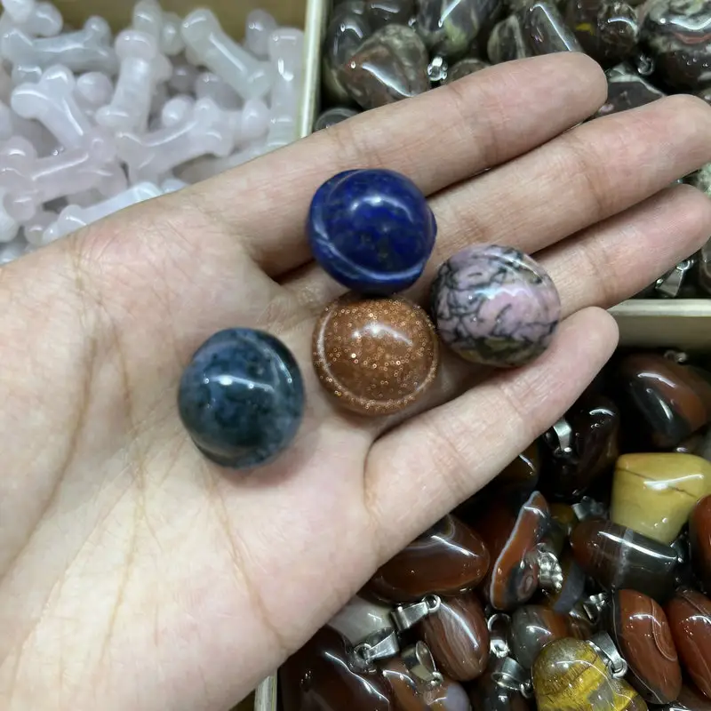 Natural Mixed Gemstone Beads ball Saturn Shape For Jewelry Making Pendants Necklace