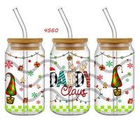 Noël UV DTF tasse enveloppes pour verre 16oz dessin animé princesse Design tasse décalcomanies transferts autocollants étanches pour dégringolades