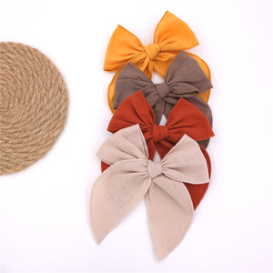 Grandi fermagli per capelli a fiocco in cotone e lino per neonate, bambine, ragazze e donne, con clip a coccodrillo, accessori. - Product Image 2