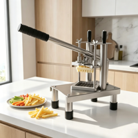 Multifunctionele voedselveilige groente-snijder/aardappel-fritesnijder, volledig van roestvrij staal, extra sterk, verstelbaar, handmatig, wasbaar, makkelijk schoon te maken