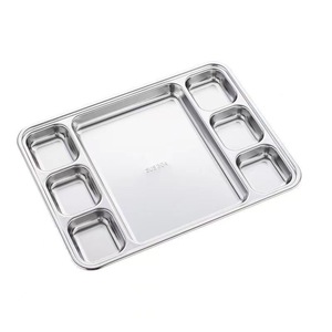 Stainless Steel Divided <b>Tray</b> 304 Multi Function <b>BBQ</b> Buffet Plate Hotel Food Serving Platter - Product Image 1