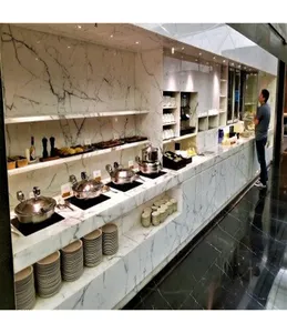 Luxury high-end restaurant indoor design acrylic solid surface buffet equipment