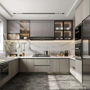 Ensemble d'armoires de cuisine SANTOPOVA, style moderne minimaliste, avec portes sans poignées et plan de travail en pierre - Product Image 4