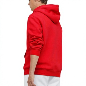 Sweat-shirt à capuche rouge pour homme, couleur unie, en molleton de coton, décontracté, pour l'automne, avec poche avant, coupe classique - Product Image 2
