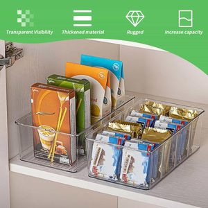Boîtes de rangement alimentaire en plastique PET empilables transparentes avec poignées, séparateurs amovibles, design moderne moulé par injection, durable pour garde-manger - Product Image 3