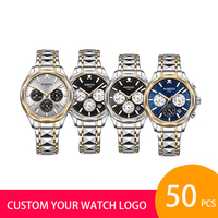 Personnalisez votre propre logo, montre à quartz Nibosi 2608 pour homme, montre de luxe OEM, chronographe, montre-bracelet pour homme, montre homme, reloj