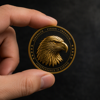 Pièce de monnaie commémorative personnalisée en métal plaqué or avec tête d'aigle 3D, cadeau d'entreprise pour la motivation
