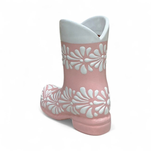 Jarrón de Cerámica en Forma de Bota Vaquera, Color Rosa y Blanco, <span class=keywords><strong>Talavera</strong></span>, Hecho a Mano, para Regalos y Decoración del Hogar - Product Image 6