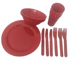 Nhựa Di Động Dã Ngoại Thiết Lập Flatware Kit Với Dao Kéo Tấm Bát Cốc Dao Ngã Ba Cho Ăn Uống Ngoài Trời - Product Image 2