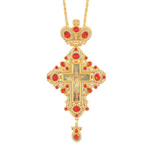 Kalung Salib Ortodoks untuk Baptisan, Salib Pectoral, Hadiah Suvenir Buatan Pabrik, Berbahan Paduan Logam, Geometris, Berlapis Glaze Multiwarna - Product Image 6