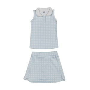 Conjuntos de Ropa para Niñas Pequeñas con Estampado a Cuadros Casuales RTS, Camiseta, Falda, Pantalones Cortos, Forrados, Transpirables, 95% Algodón, Spandex - Product Image 1