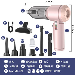 Aspiradora de mano de 0.3L para uso en seco y húmedo con luces LED, motor sin escobillas, para uso en el hogar, el coche y mascotas, funciona con batería. - Product Image 2