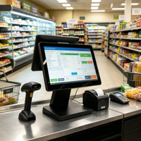 Système de point de vente tout-en-un avec écran tactile de 15,6 pouces, caisse enregistreuse pliable, idéal pour les commerces de détail