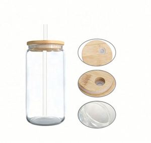 Vente en gros de supports vierges pour sublimation : Gobelets 12Oz/16Oz/17Oz/20Oz/25Oz avec couvercles en bambou et pailles, Bocaux en verre 16Oz - Product Image 3