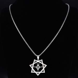 Collier pendentif heptagonal de style classique cadeau accessoire de mode de fête en acier inoxydable pour toute occasion - Product Image 6