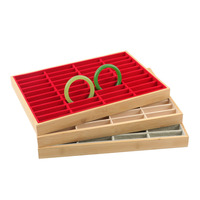 Expositor de Pulseras de 40 Ranuras con Acabado de Madera y Terciopelo, Organizador de Joyas para Vitrina de Joyería, 35x24x3cm, Lujo