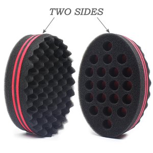 Cepillo rizado ondulado de forma ovalada con logotipo personalizado de fábrica, esponja mágica de doble cara para hombres negros - Product Image 4